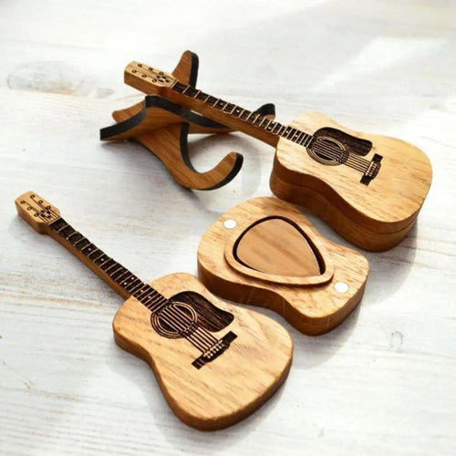 Wooden Acoustic Guitar Pick Box