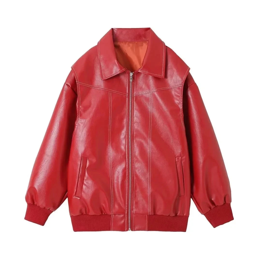 CrimsonStride™ Leather Jacket