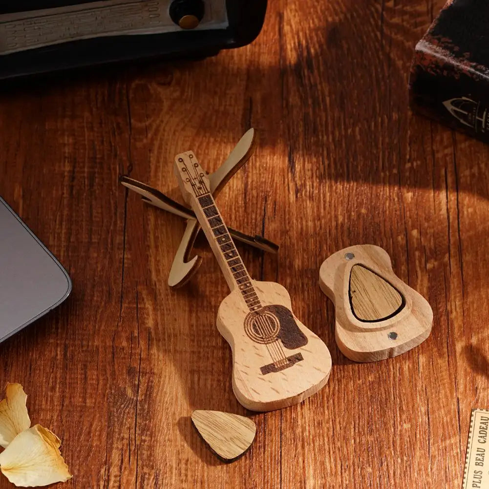 Wooden Acoustic Guitar Pick Box